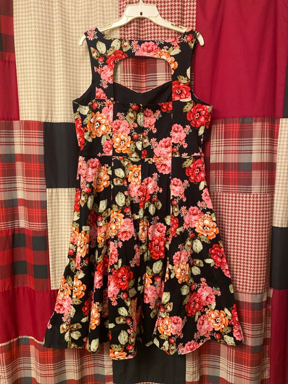 torrid Black Floral Fit & Flare Dress with Cutout - Picture 6 of 6